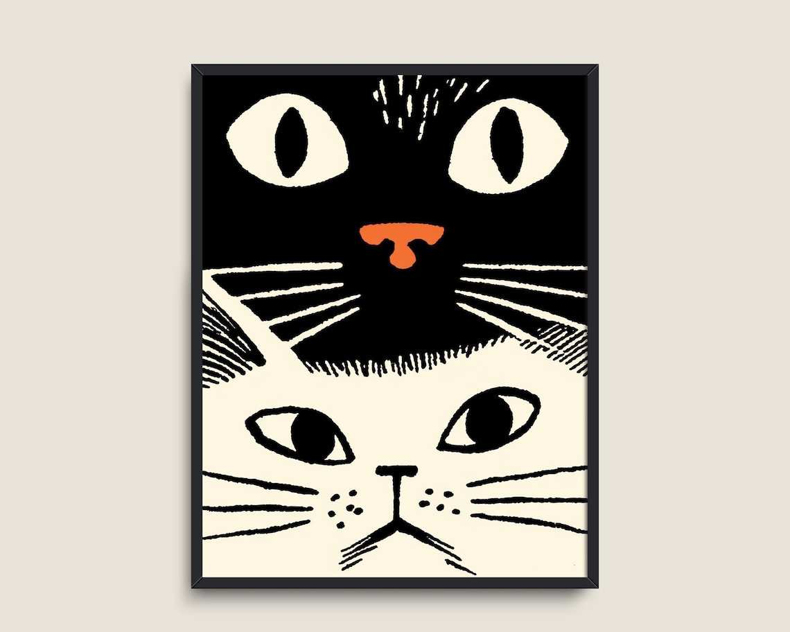 Bold Cat Art Print, Black And White Nursery Decor - Image 3