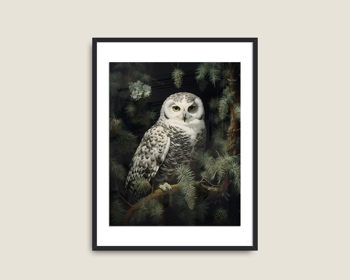 Vintage Owl Painting, Dark Academia Art Print - Image 2