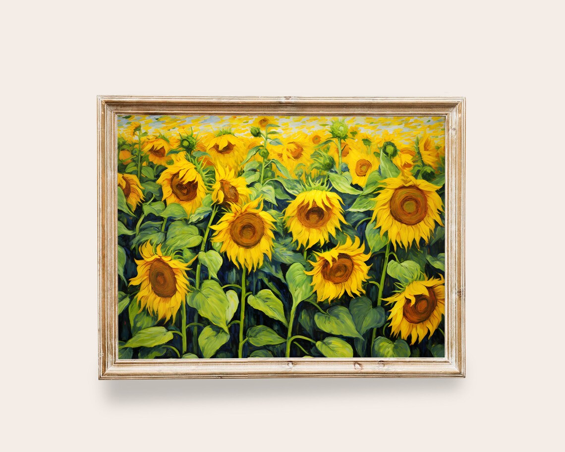 Yellow Sunflowers Vintage Farmhouse Art Print