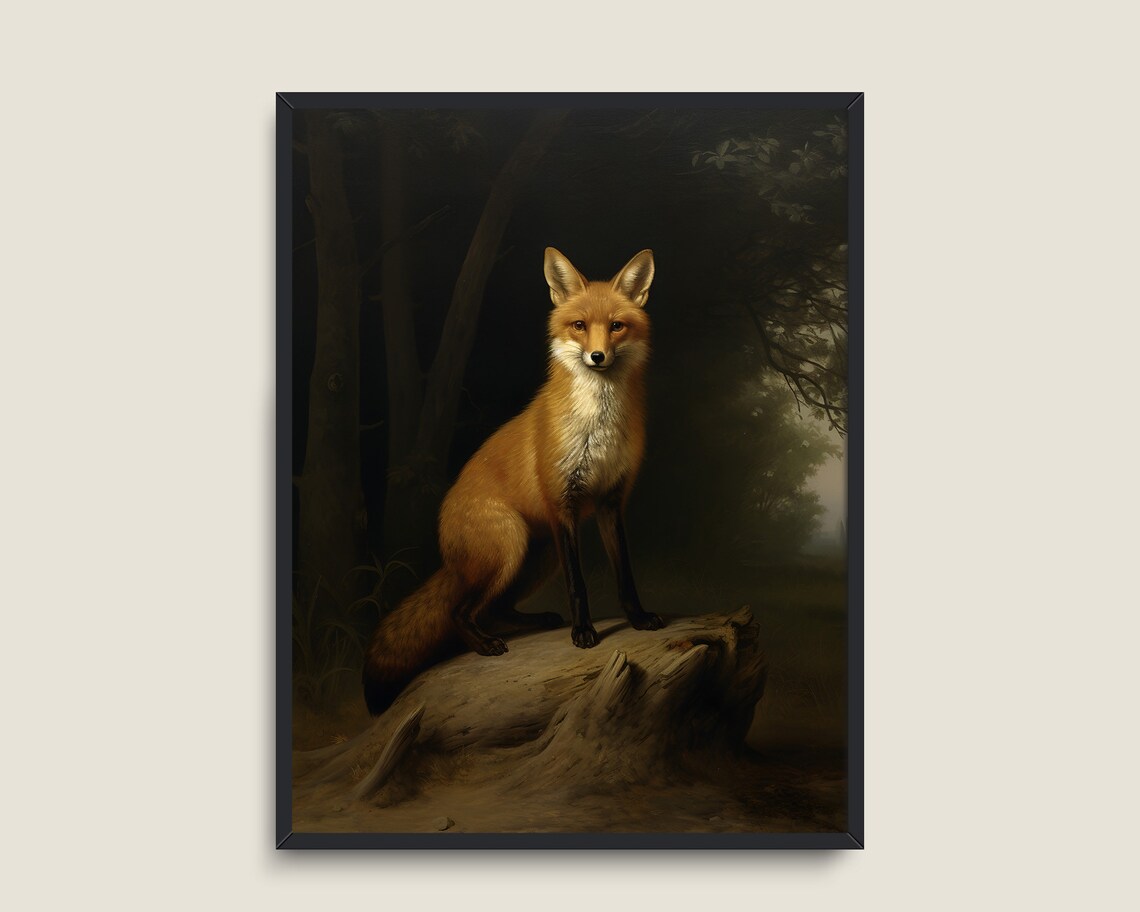 Fox Vintage Animal Art for Dark Academia Decor - Image 3