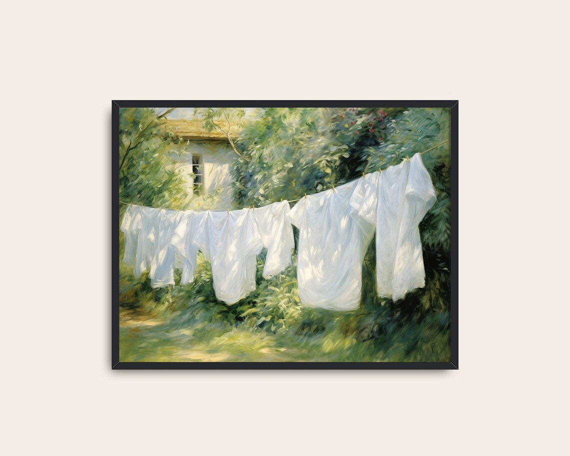 Laundry Room Vintage Painting Garden Landscape Art Print - Image 3