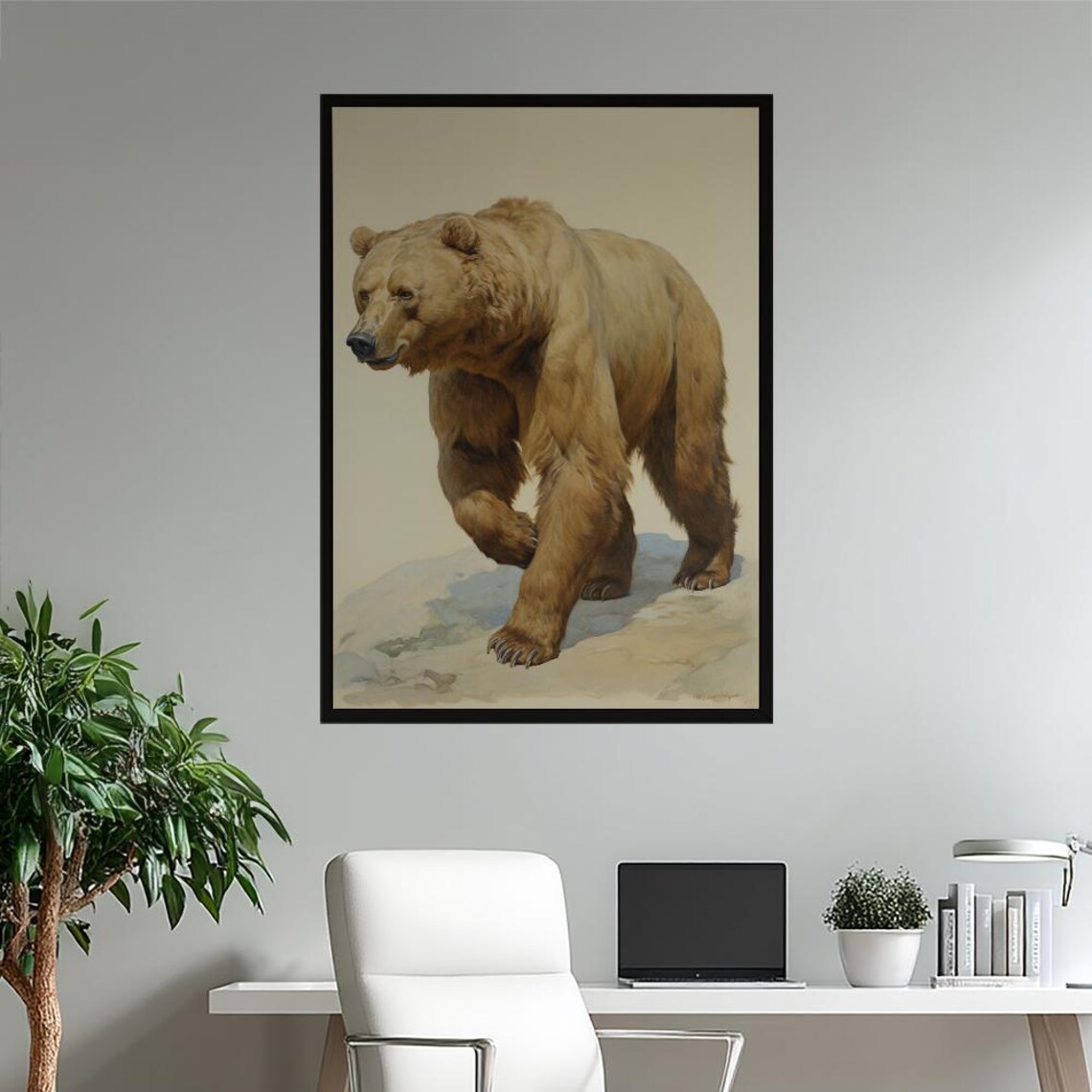 Majestic Brown Bear Poster Realistic Wildlife Art Print Rustic Cabin Decor Nature Lover Gift Museum Grade Matte Vertical