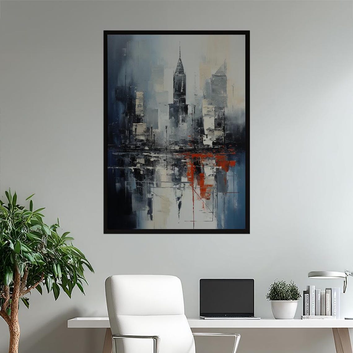 Abstract Urban Cityscape Impasto Painting Modern Decor Poster