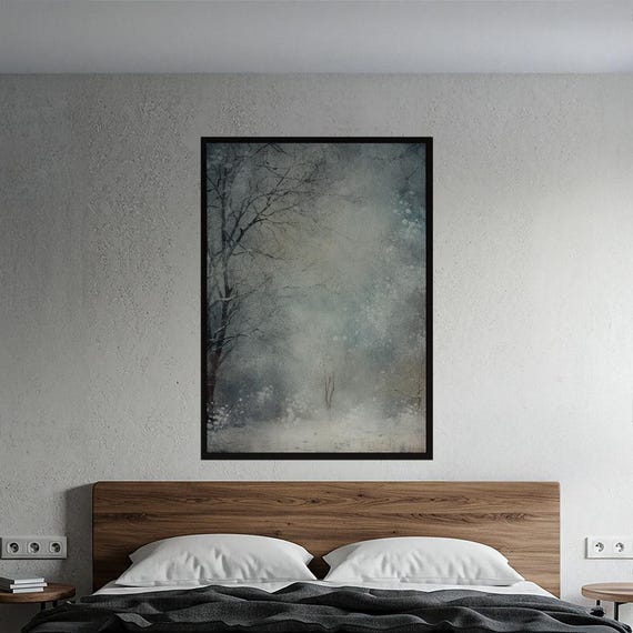 Ethereal Winter Forest Matte Poster Serene Snowy Landscape Wall Art Dreamy Nature Print Tranquil Home Decor Peaceful Scene