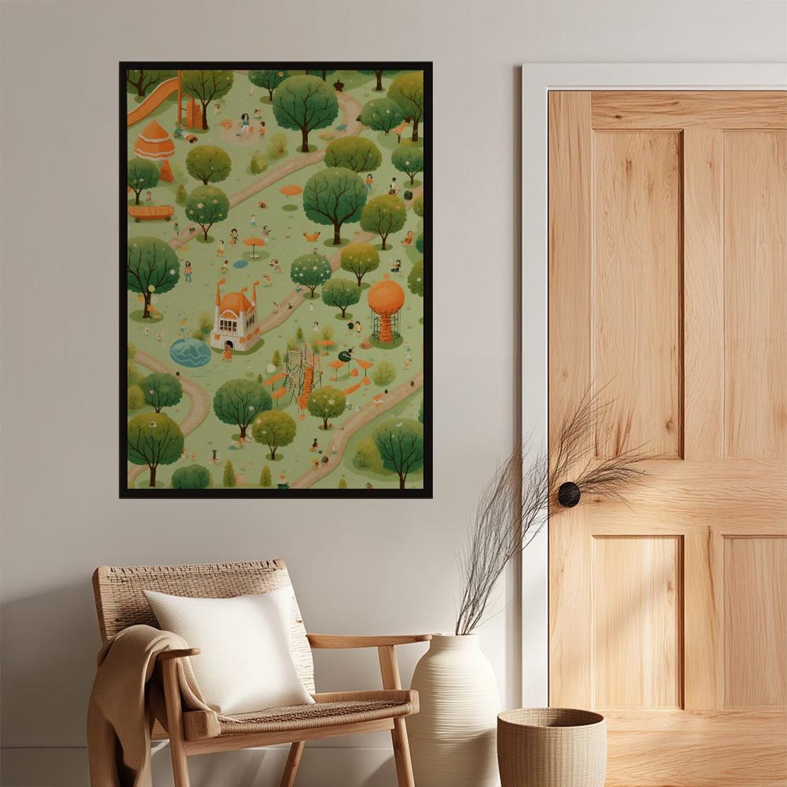 Playful Whimsical Park Children Storybook Illustration Poster