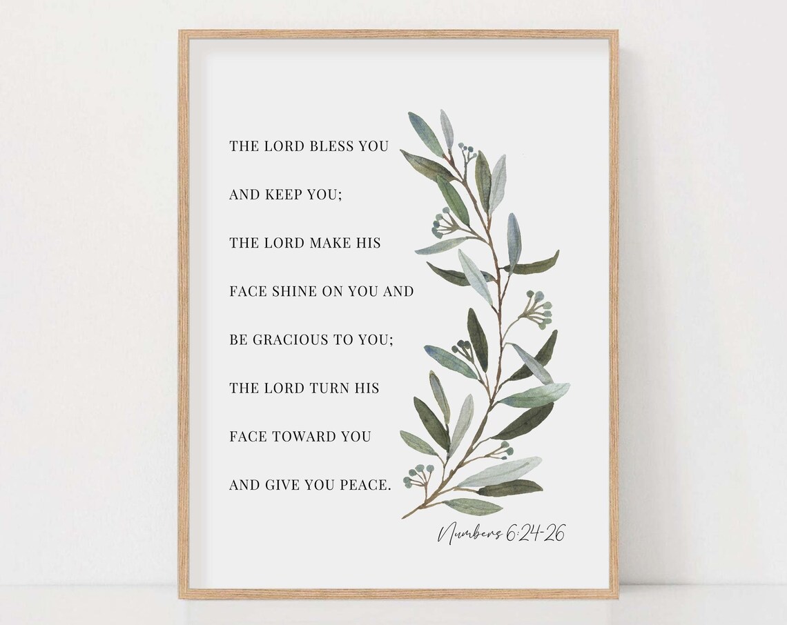 Numbers 6:24-26 Botanical Scripture Art Print