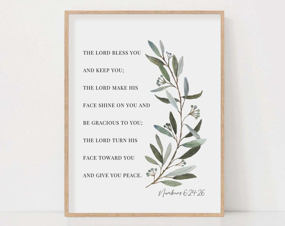 Numbers 6:24-26 Botanical Scripture Art Print