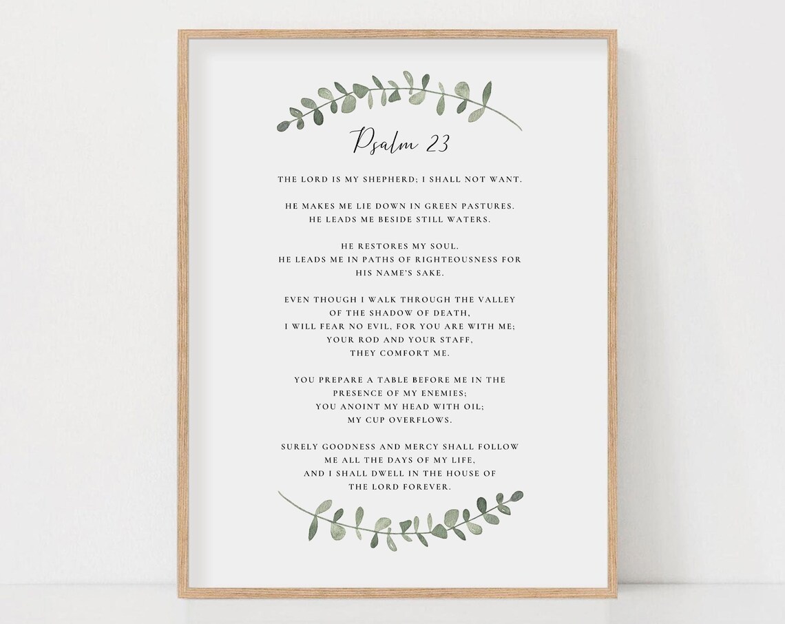 Psalm 23 The Lord Is My Shepherd Full Text Eucalyptus Arc Poster - Image 2