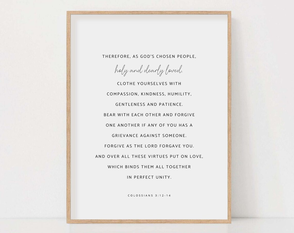 Colossians 3:12-14 Scripture Art Print, Compassion