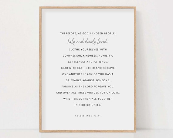 Colossians 3:12-14 Scripture Art Print, Compassion