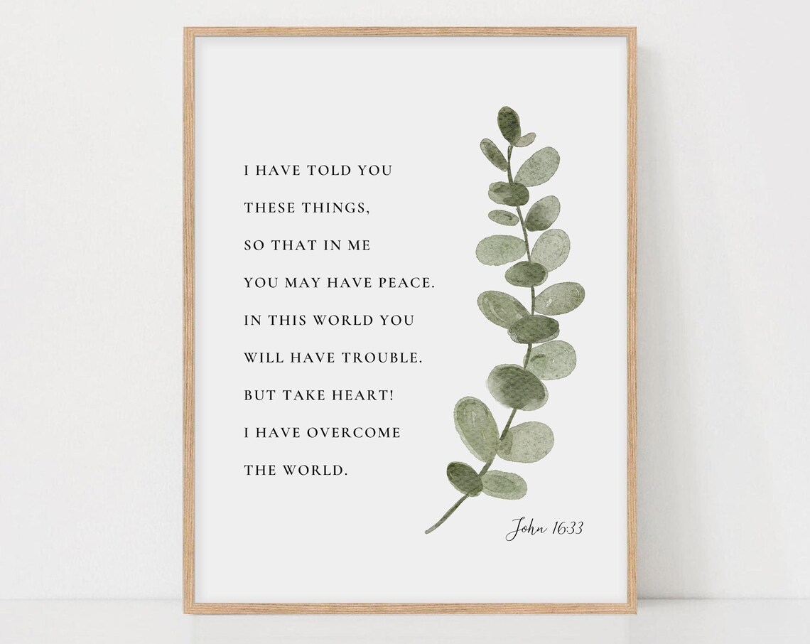 John 1633 Bible Verse Botanical Scripture Art Print