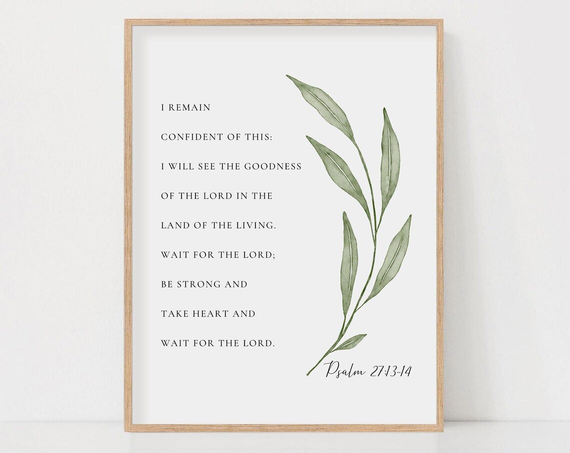 Psalm 27:13-14 Botanical Scripture Wall Art Print
