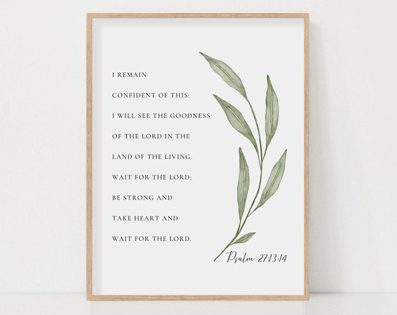 Psalm 27:13-14 Botanical Scripture Wall Art Print