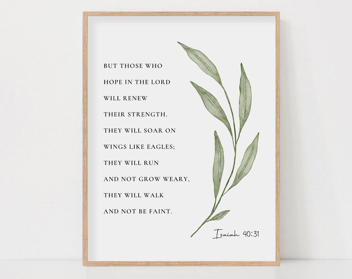Isaiah 40:31 Watercolor Botanical Scripture Art