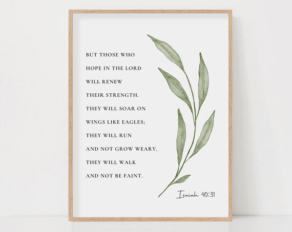 Isaiah 40:31 Watercolor Botanical Scripture Art