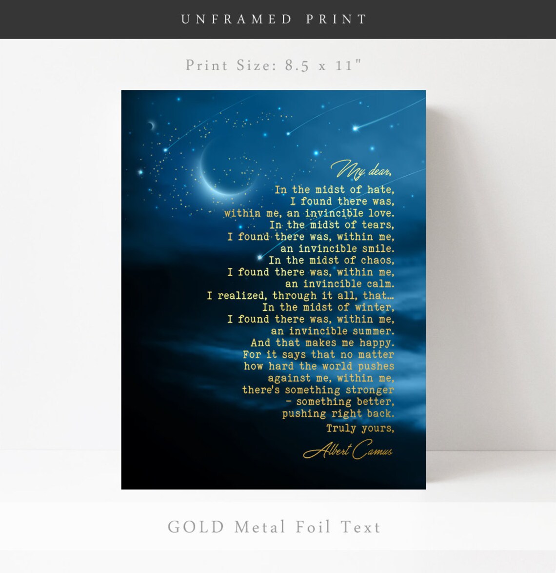 Albert Camus The Stranger Quote Book Poster Print - Image 3
