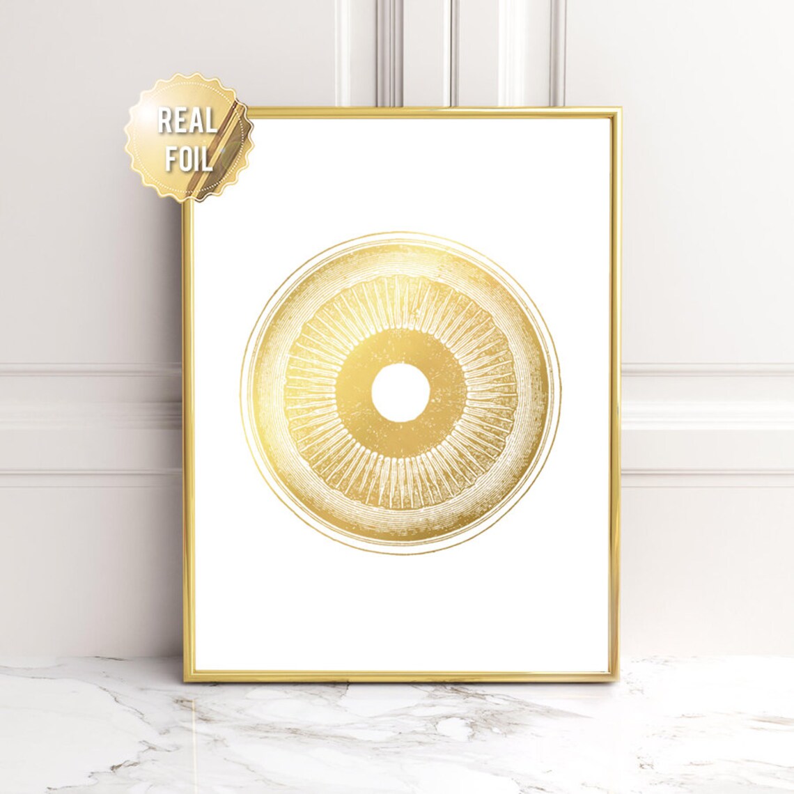 Optometry Decor Human Eye Iris, Gold Foil Art Print