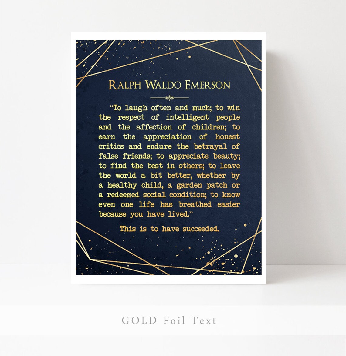 Ralph Waldo Emerson Success Quote Poster Print - Image 3