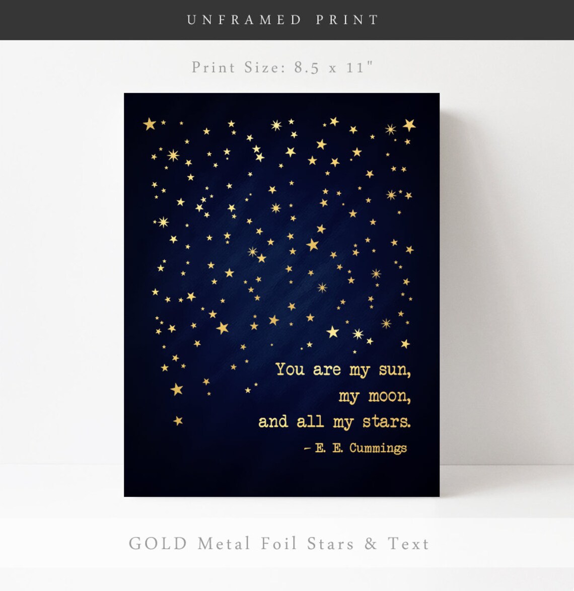 E. E. Cummings Gold Foil Literary Art Print for Book Lovers - Image 3