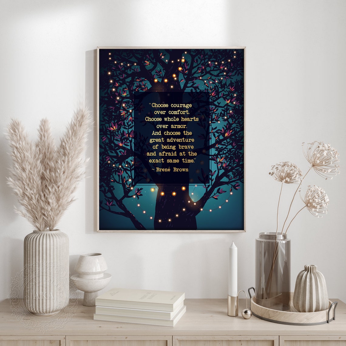 Choose Courage Over Comfort Brene Brown Quote Night Tree Lights Poster - Image 4