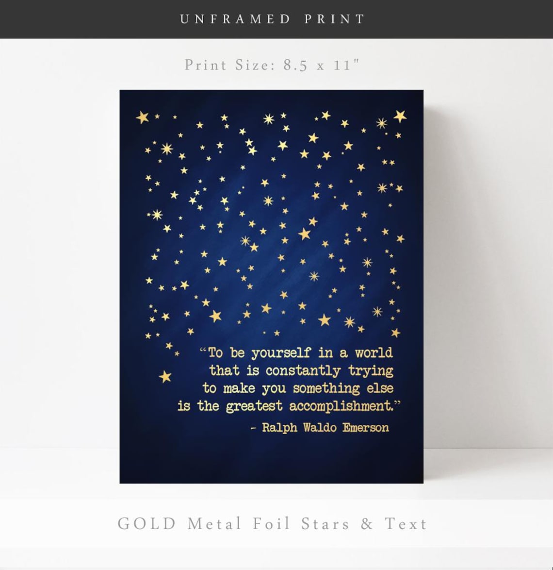 Ralph Waldo Emerson Quote, Gold Foil Inspirational Art Print - Image 3