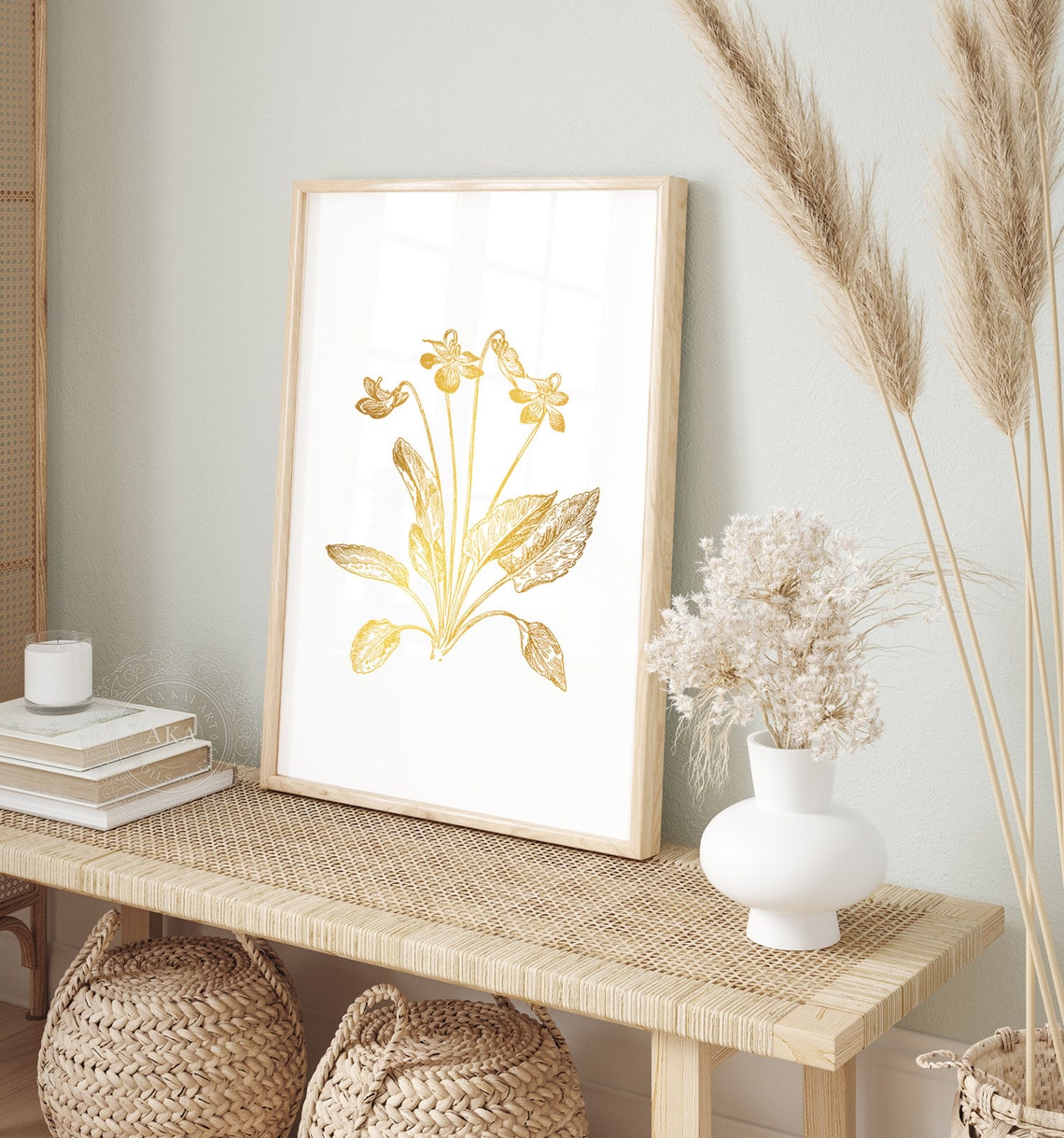 Violet February Birth Flower Gold Botanical Personalized Art Print - Image 5