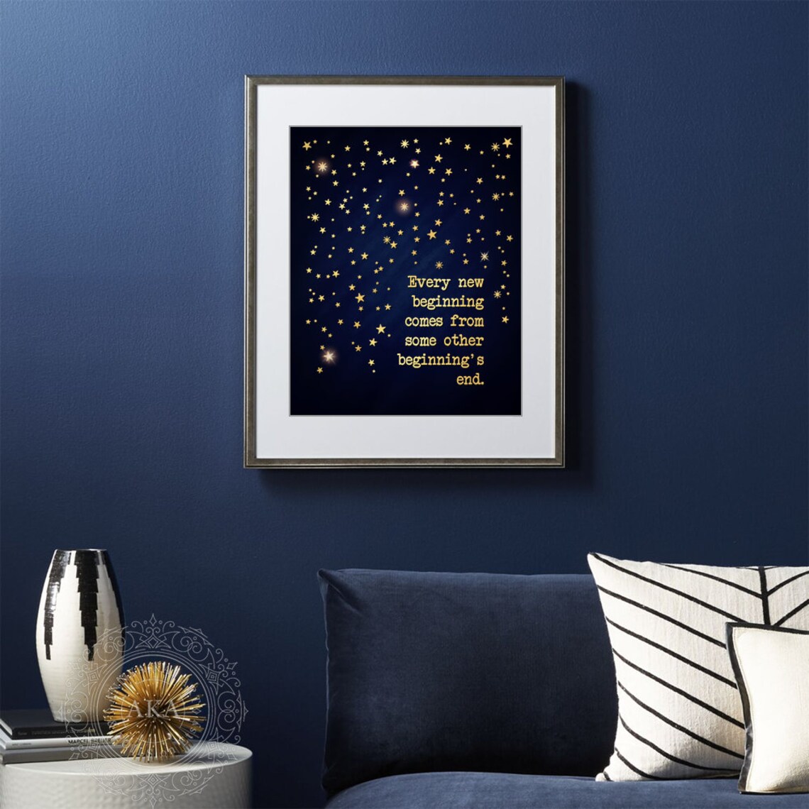 Seneca New Beginning Quote Gold Foil Starry Night Farewell Wall Poster - Image 4