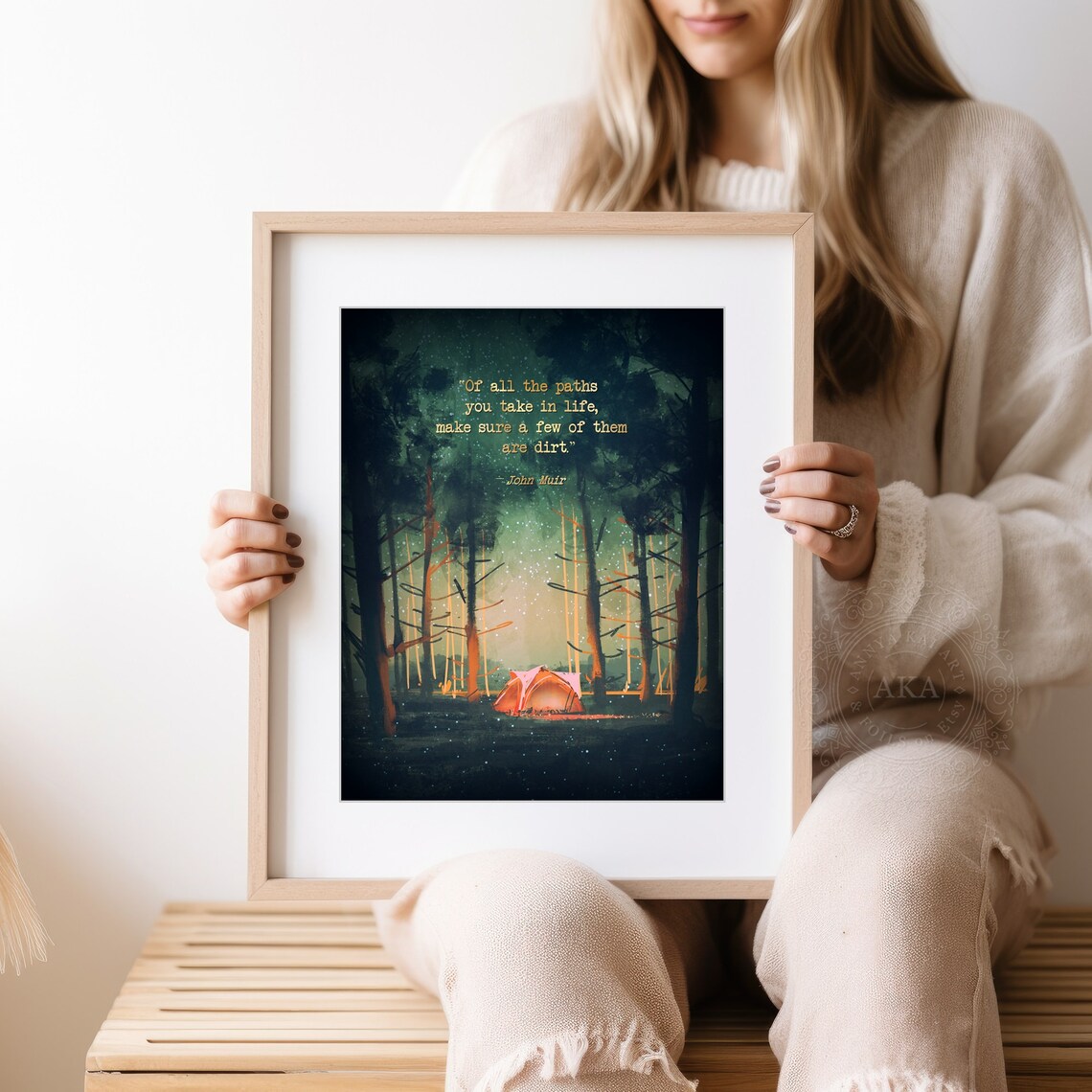 John Muir Quote, Watercolor Forest Pines Art Print - Image 4