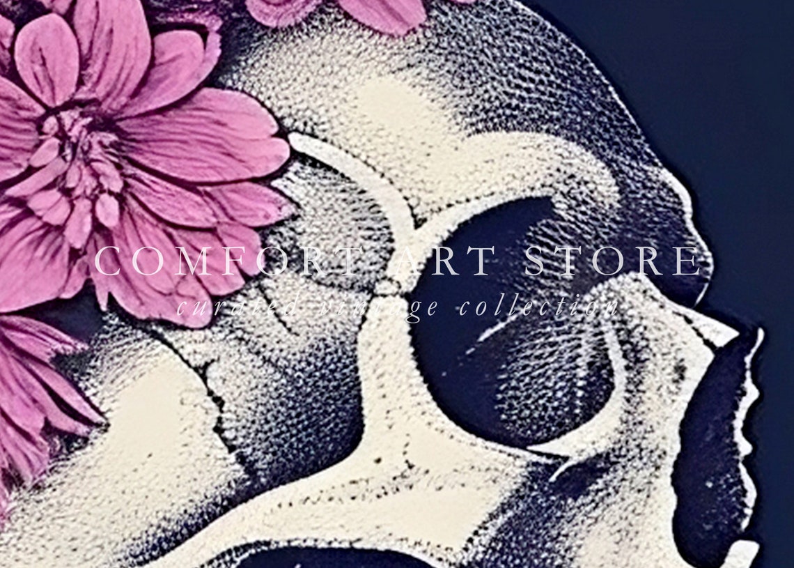 Skeleton Lovers With Pink Flower Crown Dark Gothic Romance Poster - Image 3