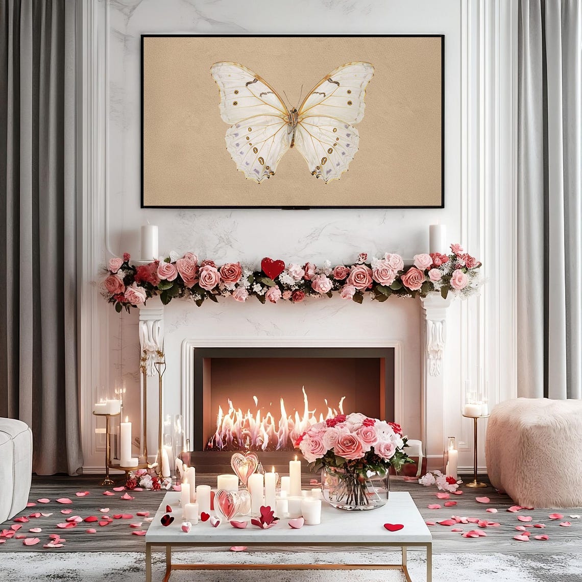 White Butterfly Specimen Vintage Entomology Frame TV Art Nature Poster - Image 2