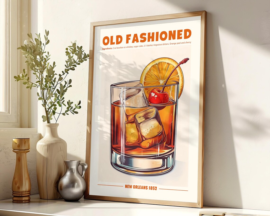 Old Fashioned Cocktail Retro Drink Sign Art Print - Image 3