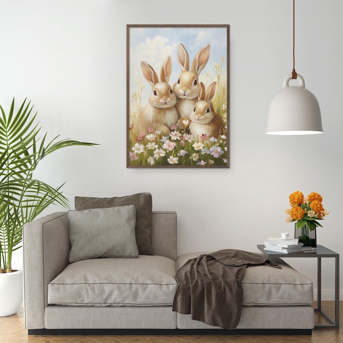 Easter Bunny Art Print, Cute Spring Nursery Decor