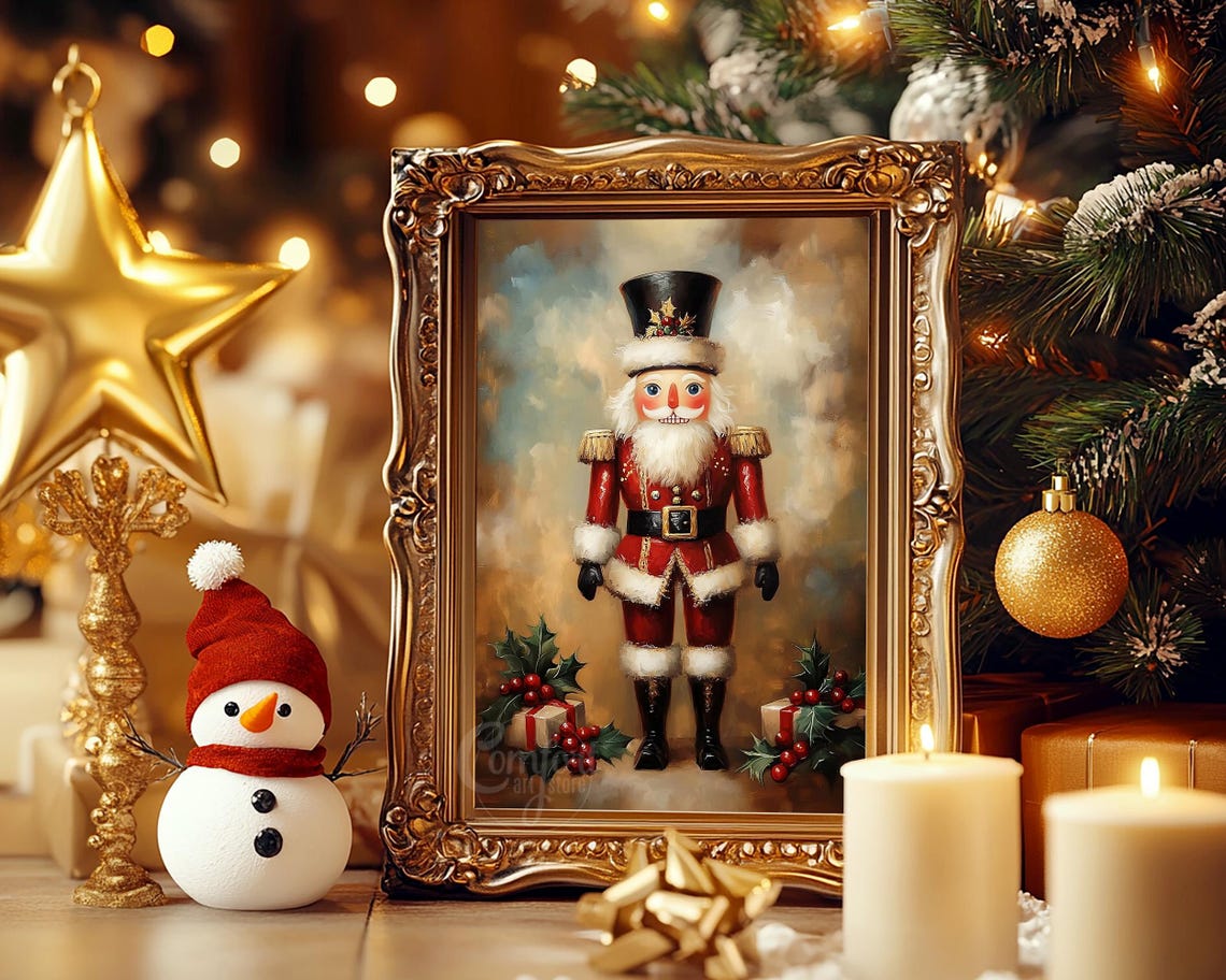 Regal Nutcracker Soldier in Red Coat with Holly Sprigs Wall Art - Image 5