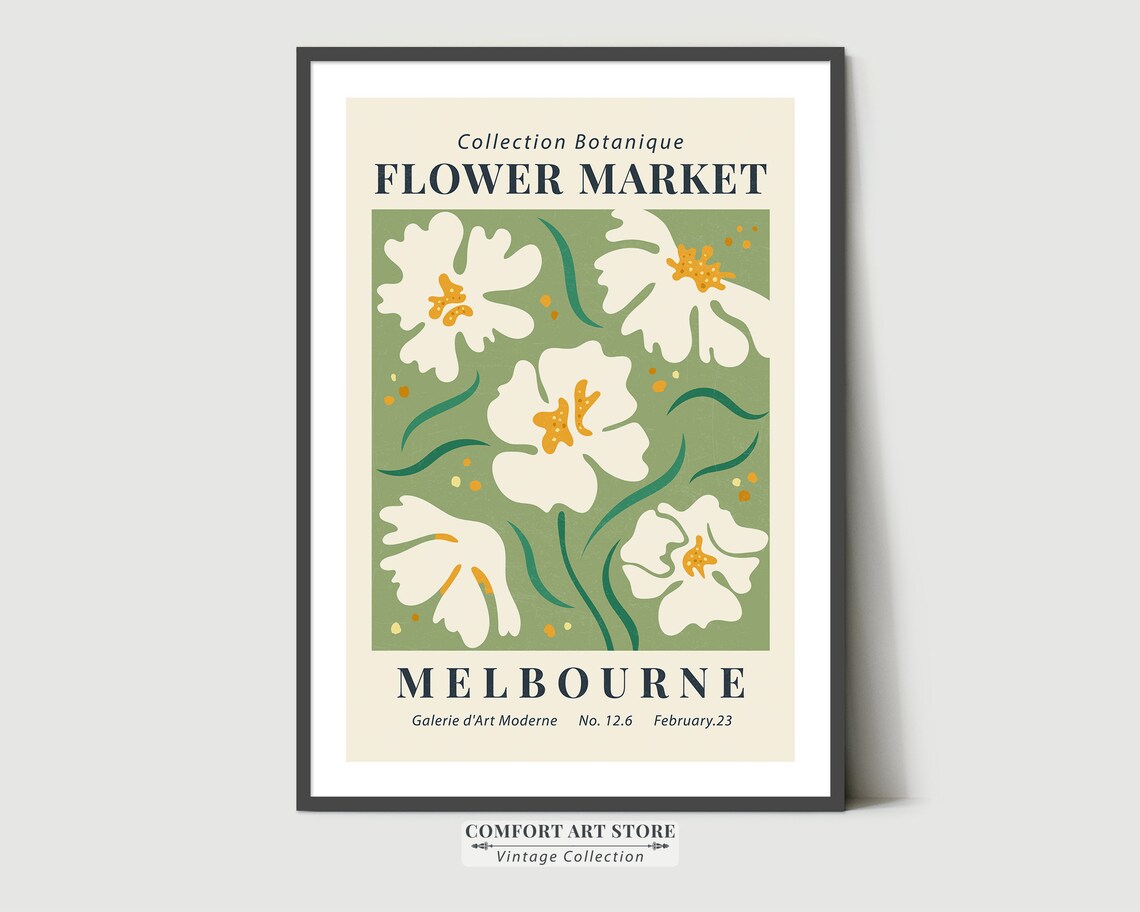 Melbourne Flower Market Botanical White Blossom Museum Exhibition Poster - Image 2