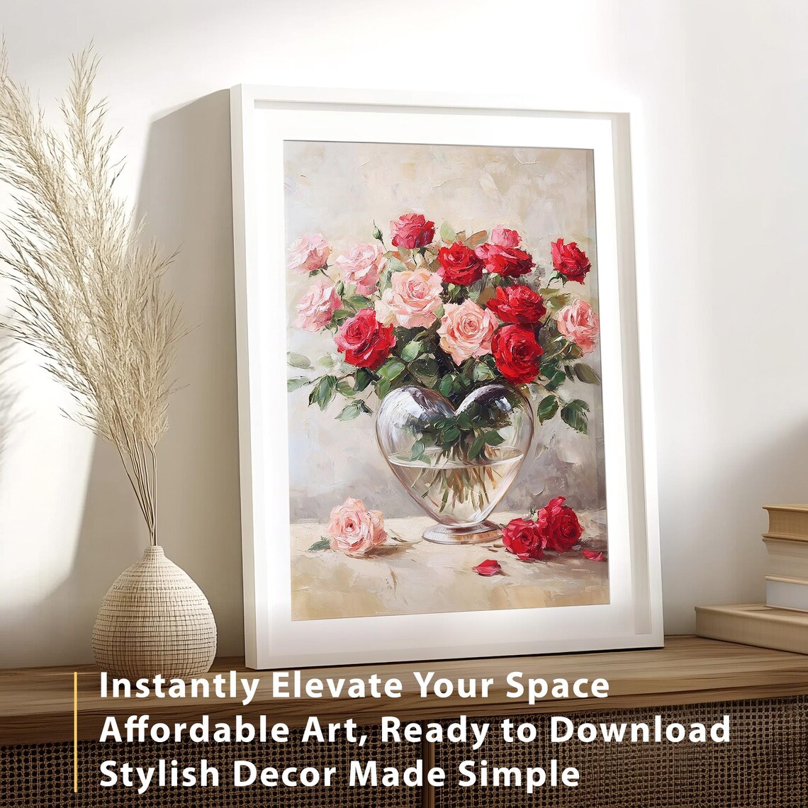 Valentines Day Heart Vase Roses Vintage Art Print - Image 4