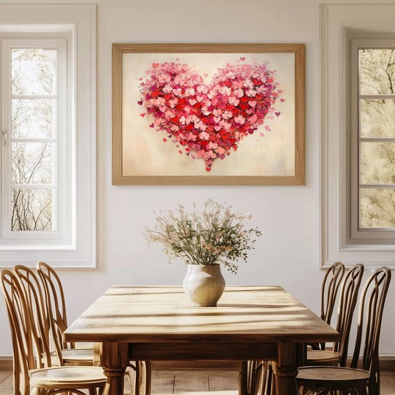 Vintage Valentines Day Heart Wall Art Print