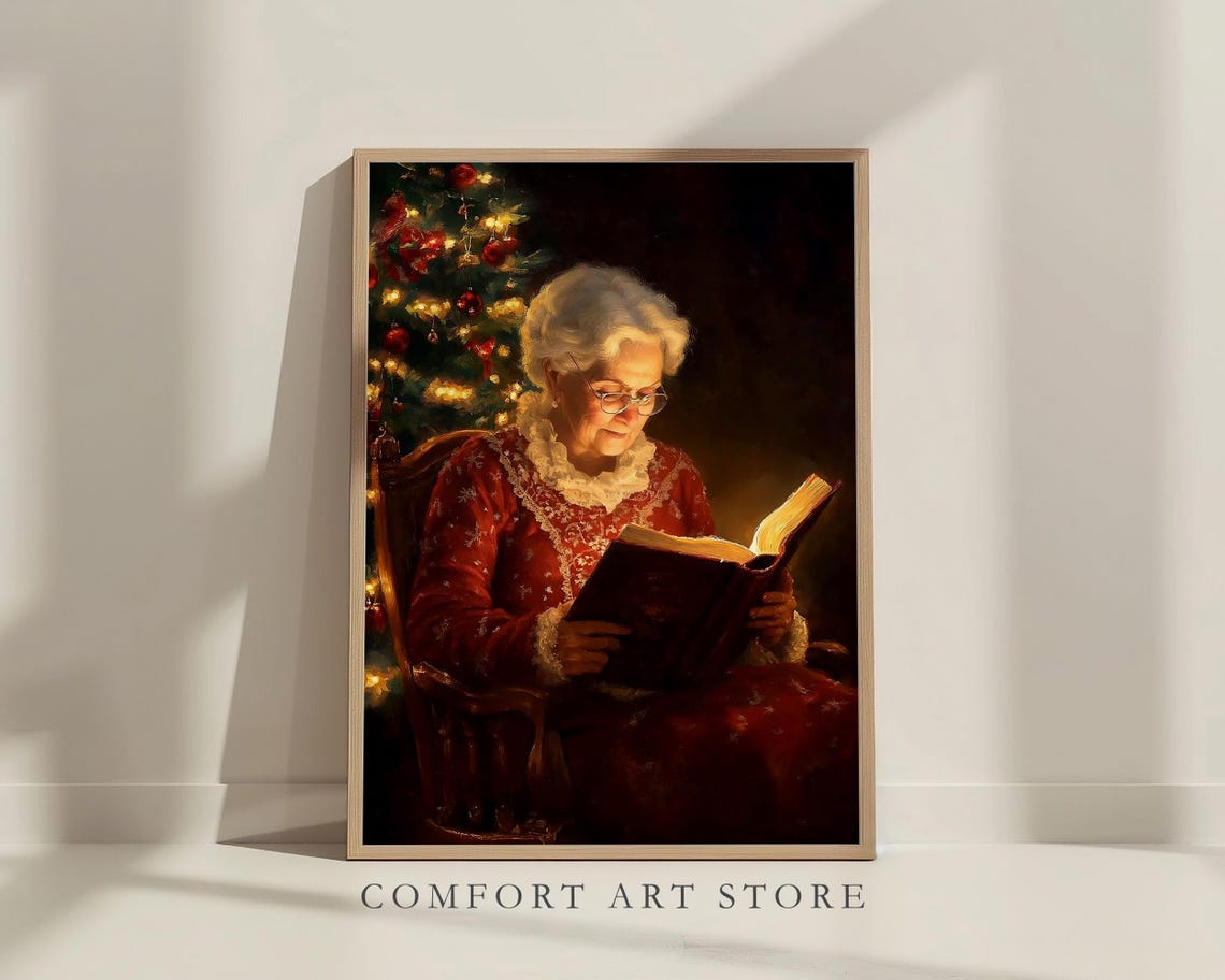 Mrs Claus Reading a Glowing Book Beside the Christmas Tree Poster - Image 6