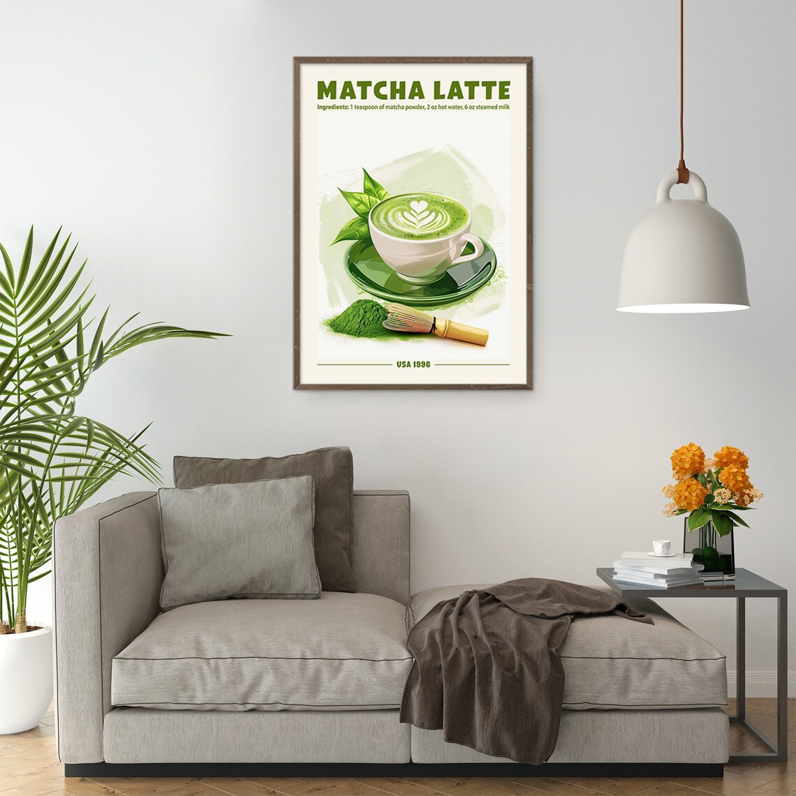 Retro Matcha Latte Coffee Print, Kitchen Cafe Decor - Image 2