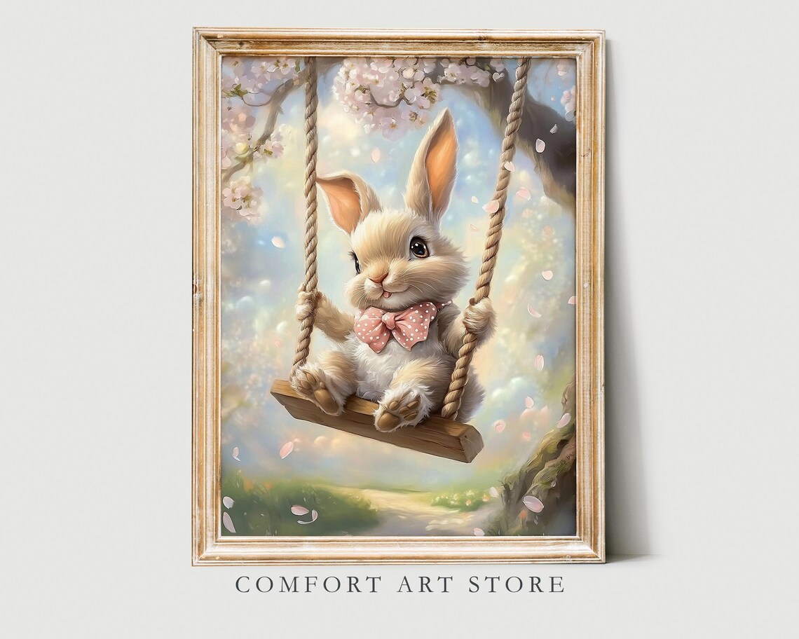 Easter Bunny Print, Vintage Easter Decor