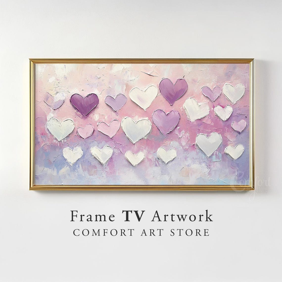 Purple Lavender Impasto Hearts Frame TV Art Romantic Pastel TV Poster - Image 3