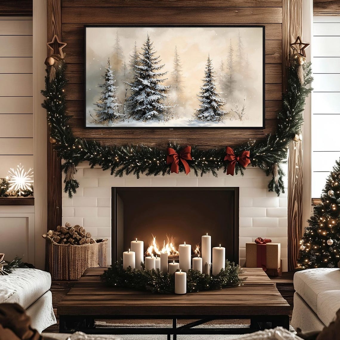 Serene Snow Covered Pine Trees In A Misty Winter Forest Wall Art - Image 5
