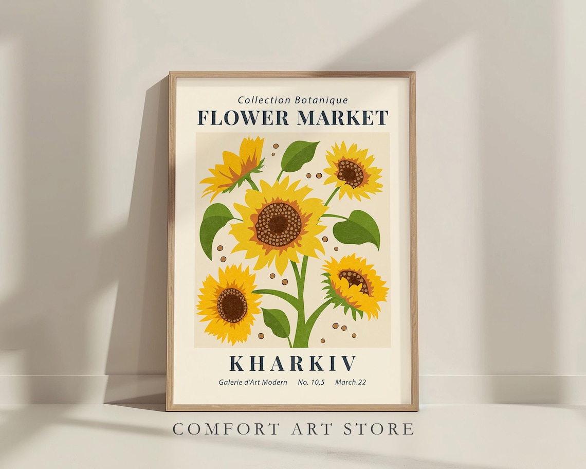 Flower Market Print, Minimalist Botanical Poster