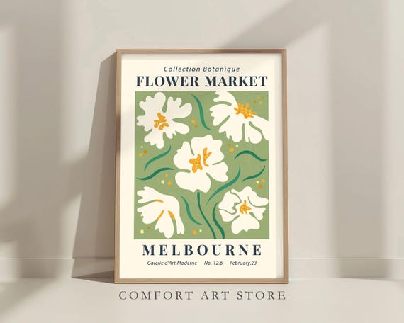 Flower Market Print Gallery Wall Art Nature Retro Botanical Floral Bouquet Museum Poster Melbourne Home Decor
