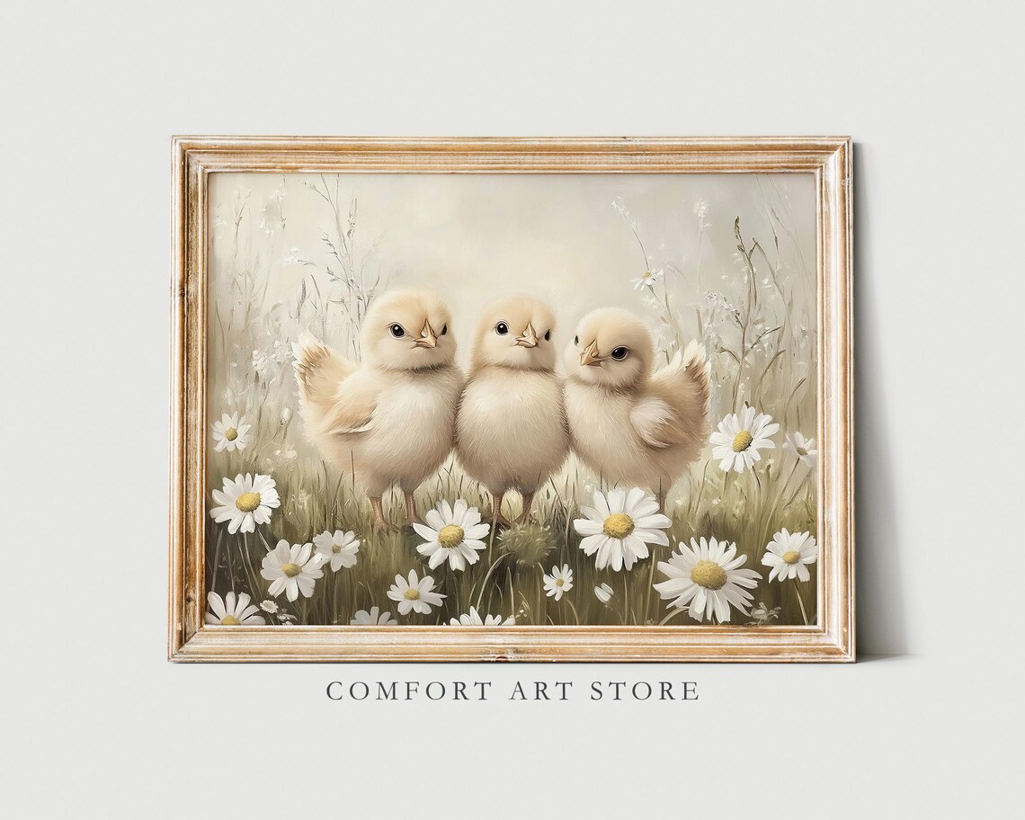 Easter Baby Chicks, Cute Vintage Spring Nursery Decor - Image 4