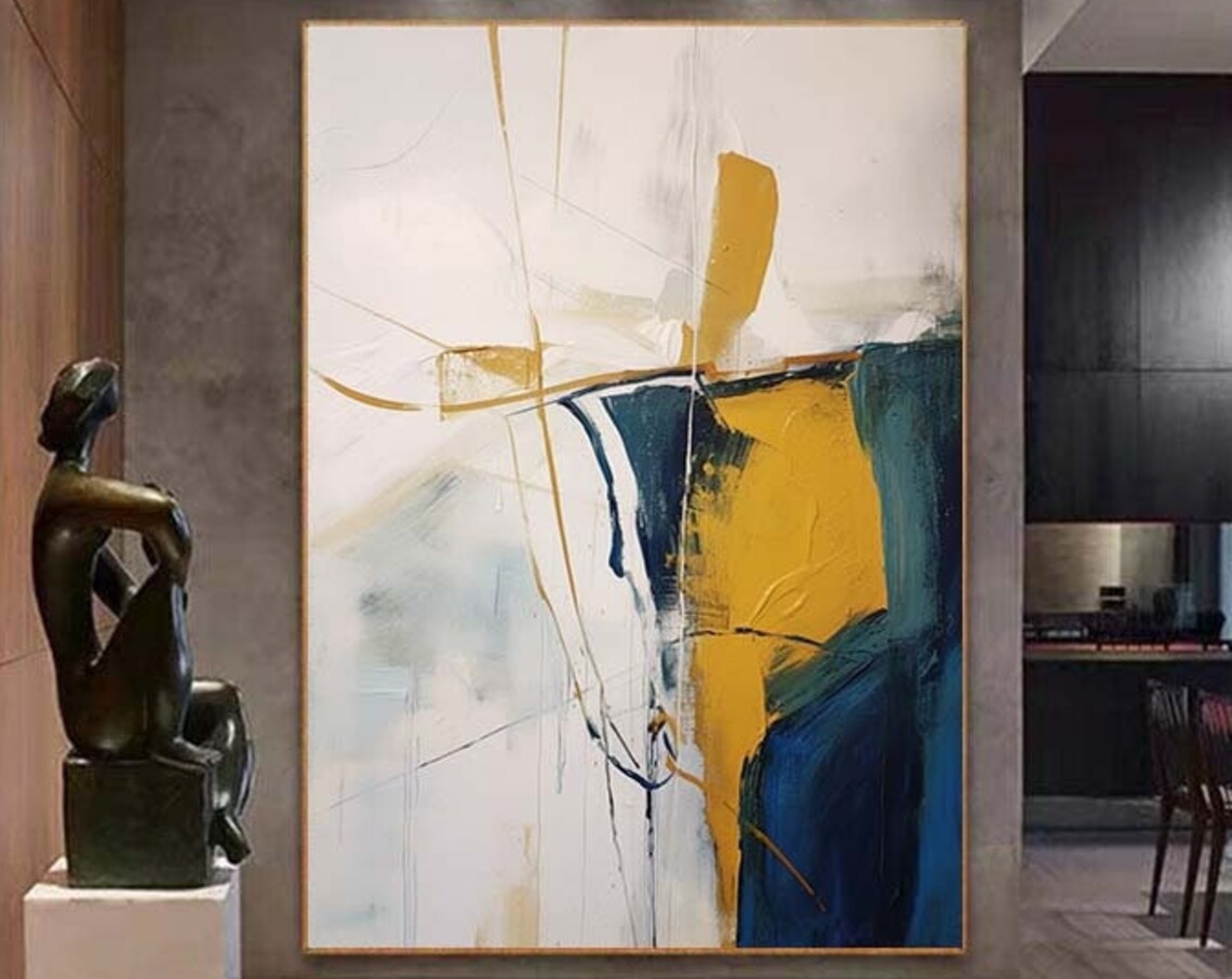 Yellow Painting Green Painting Original Abstract Painting Large Wall Painting Large Abstract Painting Living Room Decor Home Decor