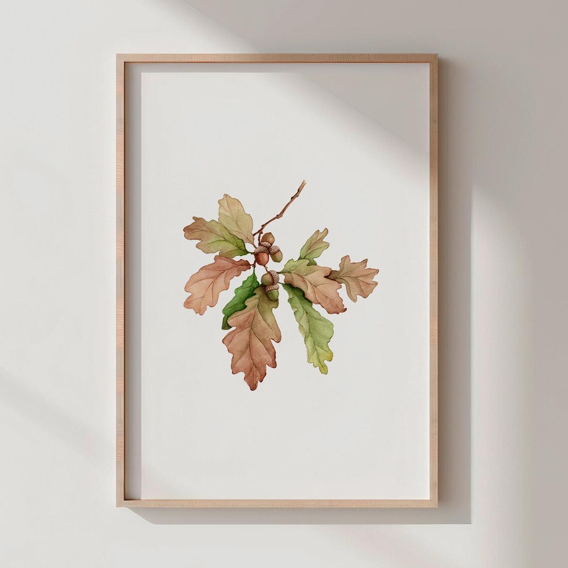 Fall Acorn Watercolor Print Rustic Autumn Botanical Art
