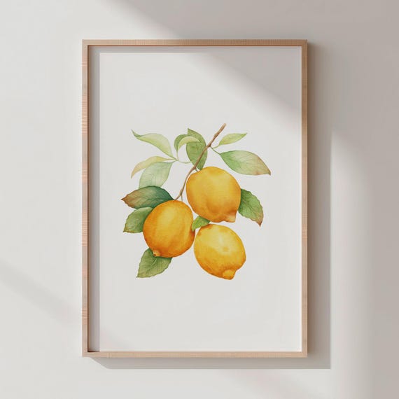 Lemon Watercolor Print Fresh Fruit Wall Art