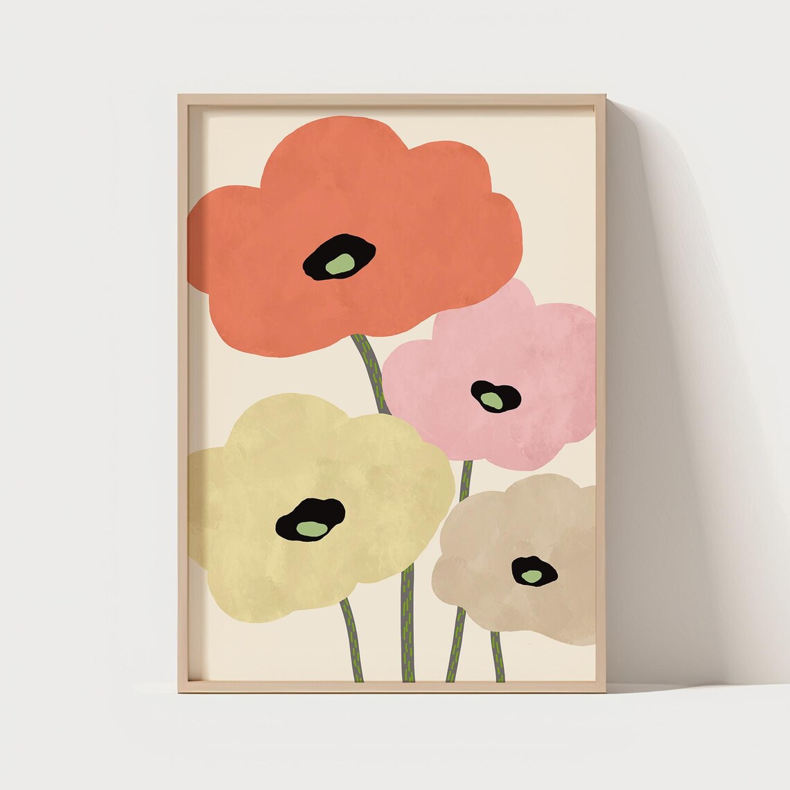 Poppy Flower Art Print Botanical Illustration For Home Decor