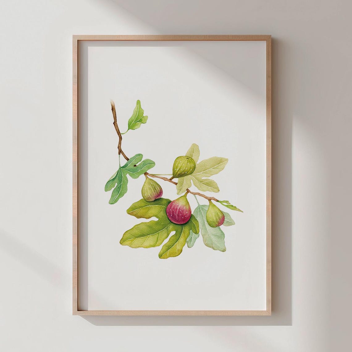 Fig Branch Watercolor Botanical Ripe Figs Kitchen Decor Art Print