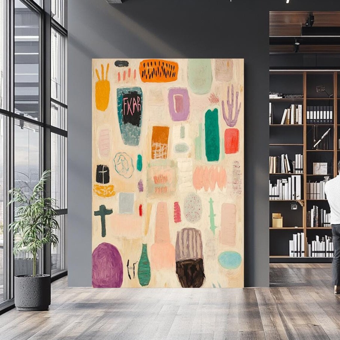 Playful Abstract Wall Art, Whimsical Pastel Shapes